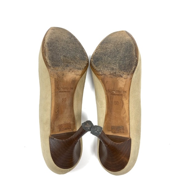 3.1 Phillip Lim Suede Stacked Heel Pumps - Picture 7 of 8